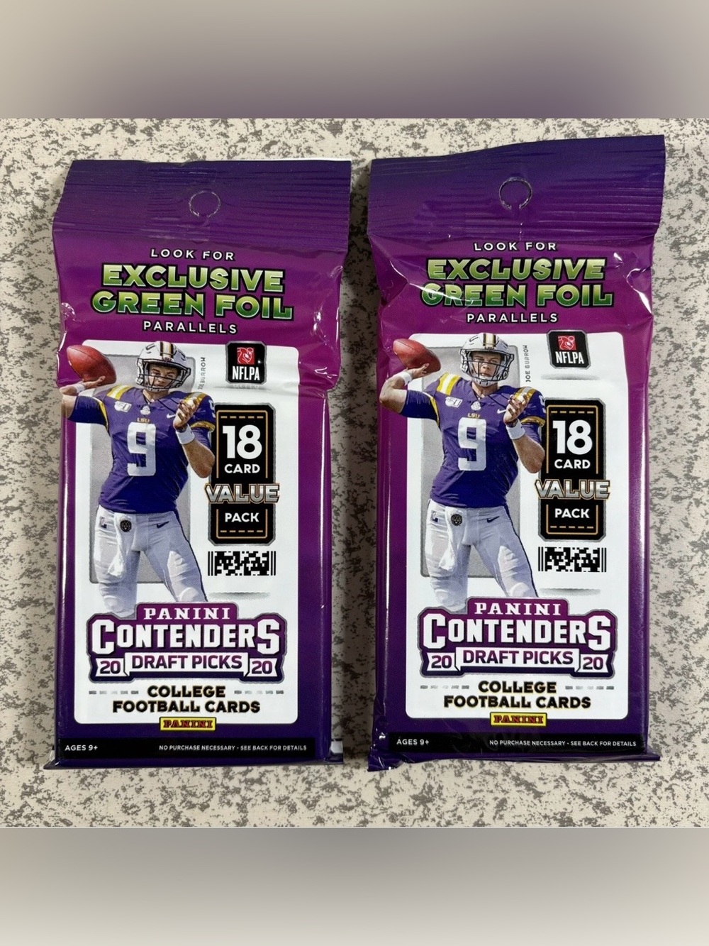 2020 Panini Contenders Draft Picks 18 Card Fat Value Pack Lot of 2 Green Foils N